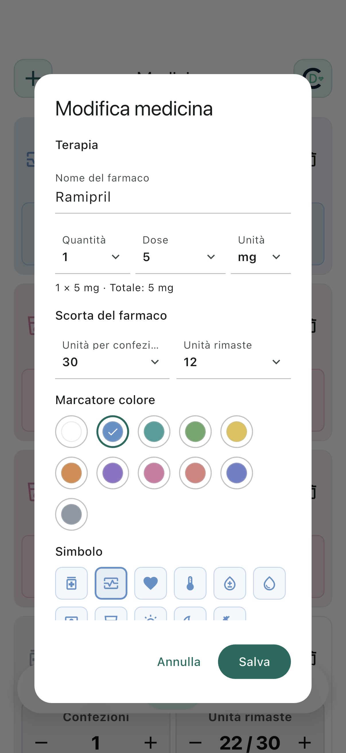Editor di un farmaco nel piano di cura di CareToDoc